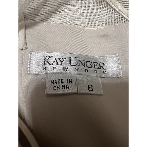 Kay Unger newyork 100%silk silver ivory thread-sequence work size 6 party dress - Picture 9 of 12